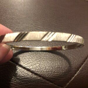 MONET Bangle Bracelet Silver Textured VTG 2 Toned